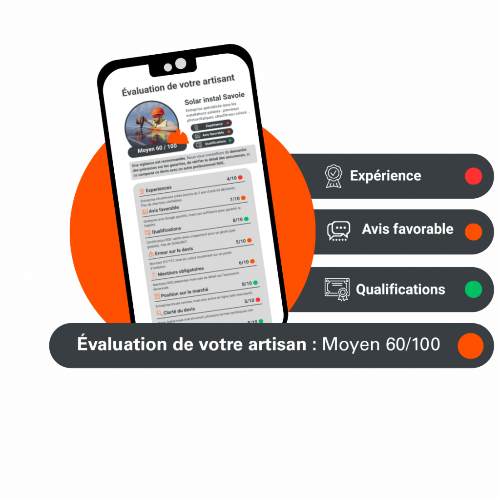 évaluation de votre artisan ou entreprise de travaux simple et facile à lire